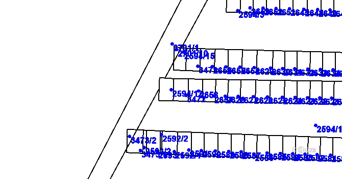 Parcela st. 2594/12 v KÚ Rýmařov, Katastrální mapa