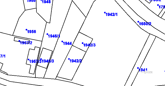 Parcela st. 1942/3 v KÚ Rýmařov, Katastrální mapa