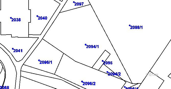 Parcela st. 2094/1 v KÚ Rýmařov, Katastrální mapa