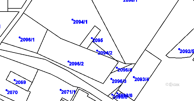 Parcela st. 2094/2 v KÚ Rýmařov, Katastrální mapa