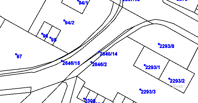 Parcela st. 2646/14 v KÚ Rýmařov, Katastrální mapa