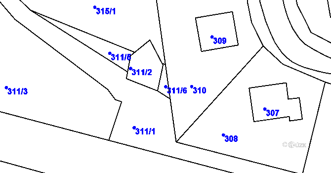 Parcela st. 311/6 v KÚ Rýmařov, Katastrální mapa