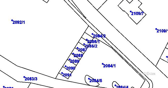 Parcela st. 2086/2 v KÚ Rýmařov, Katastrální mapa