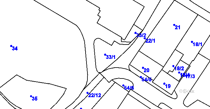Parcela st. 33/1 v KÚ Rýmařov, Katastrální mapa