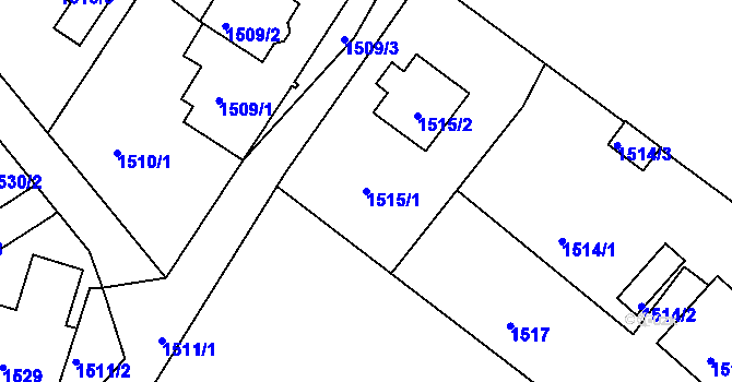 Parcela st. 1515/1 v KÚ Rýmařov, Katastrální mapa