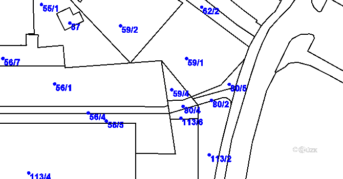Parcela st. 59/4 v KÚ Rýmařov, Katastrální mapa