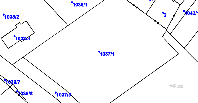 Parcela st. 1037/1 v KÚ Rýmařov, Katastrální mapa