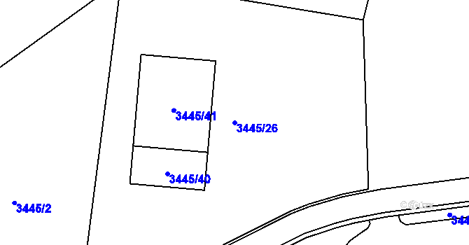 Parcela st. 3445/26 v KÚ Rýmařov, Katastrální mapa