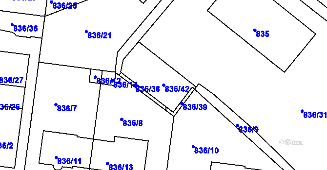 Parcela st. 836/42 v KÚ Rýmařov, Katastrální mapa