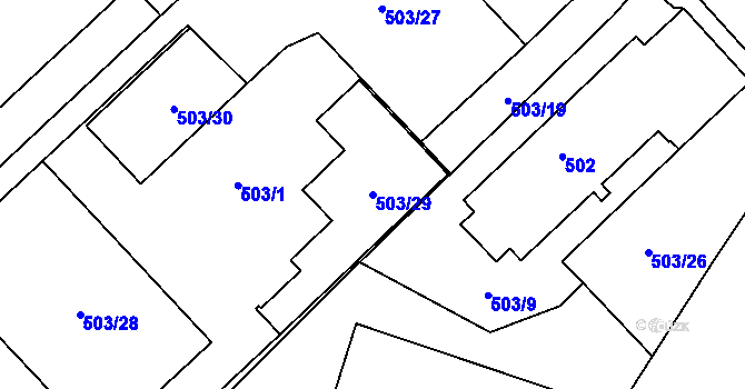 Parcela st. 503/29 v KÚ Rýmařov, Katastrální mapa