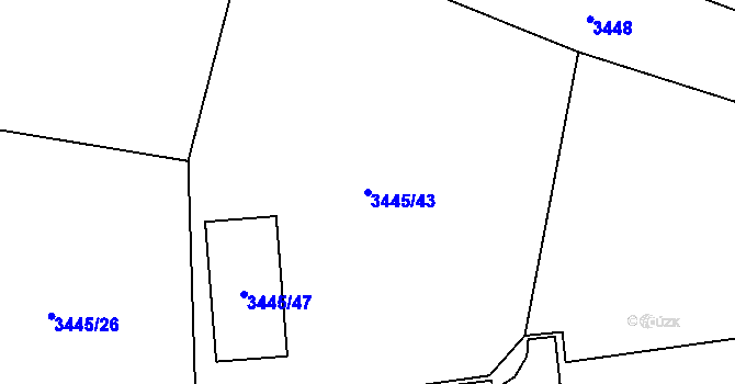 Parcela st. 3445/43 v KÚ Rýmařov, Katastrální mapa