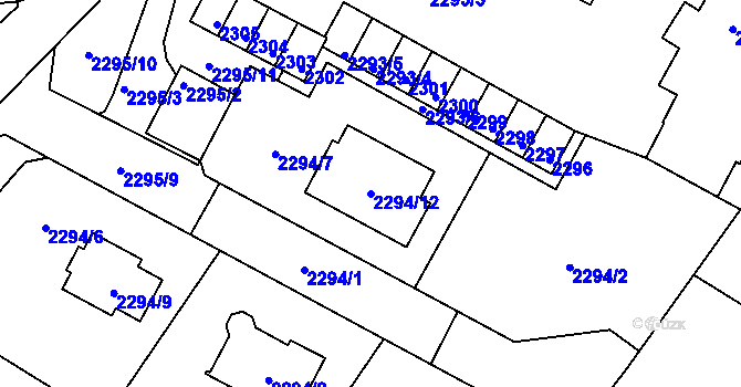 Parcela st. 2294/12 v KÚ Rýmařov, Katastrální mapa