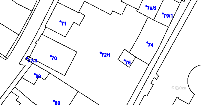 Parcela st. 72/1 v KÚ Rýmařov, Katastrální mapa