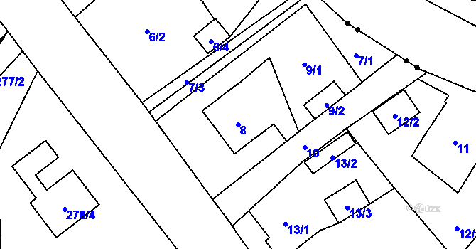 Parcela st. 8 v KÚ Edrovice, Katastrální mapa
