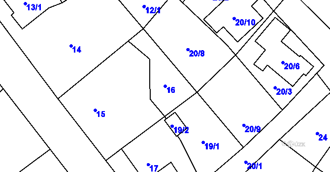 Parcela st. 16 v KÚ Edrovice, Katastrální mapa