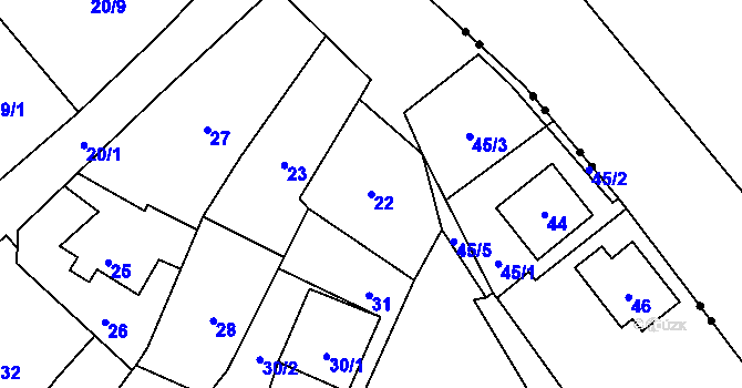 Parcela st. 22 v KÚ Edrovice, Katastrální mapa