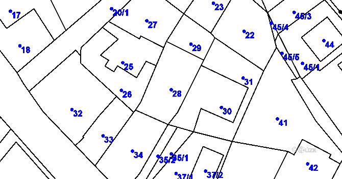 Parcela st. 28 v KÚ Edrovice, Katastrální mapa