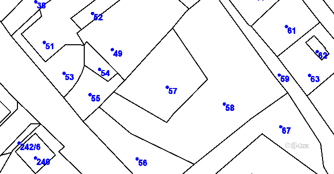 Parcela st. 57 v KÚ Edrovice, Katastrální mapa