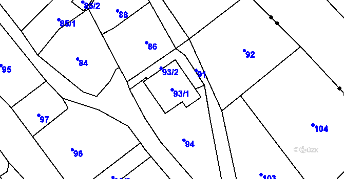 Parcela st. 93/1 v KÚ Edrovice, Katastrální mapa
