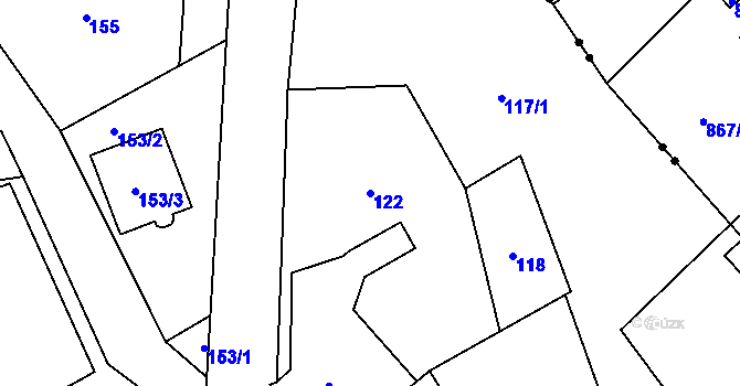 Parcela st. 122 v KÚ Edrovice, Katastrální mapa