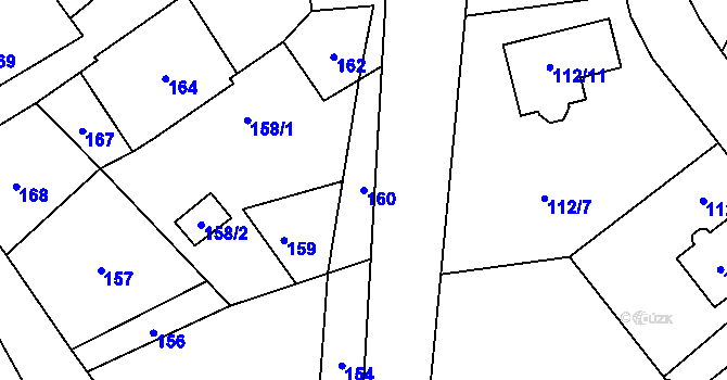 Parcela st. 160 v KÚ Edrovice, Katastrální mapa