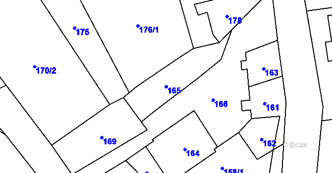 Parcela st. 165 v KÚ Edrovice, Katastrální mapa