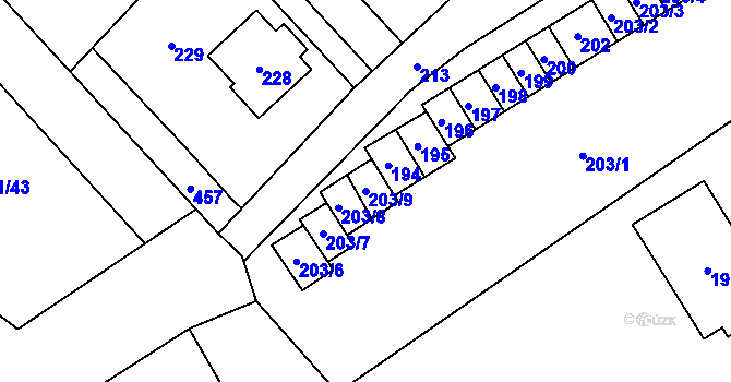 Parcela st. 203/9 v KÚ Edrovice, Katastrální mapa