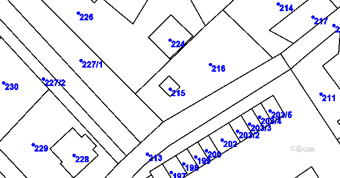 Parcela st. 215 v KÚ Edrovice, Katastrální mapa