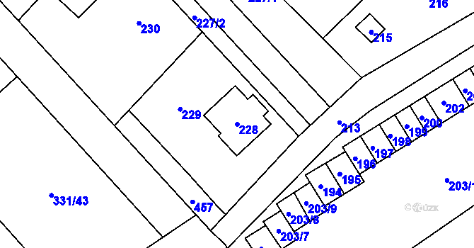 Parcela st. 228 v KÚ Edrovice, Katastrální mapa