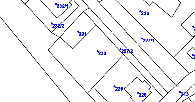 Parcela st. 230 v KÚ Edrovice, Katastrální mapa