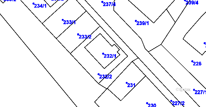 Parcela st. 232/1 v KÚ Edrovice, Katastrální mapa