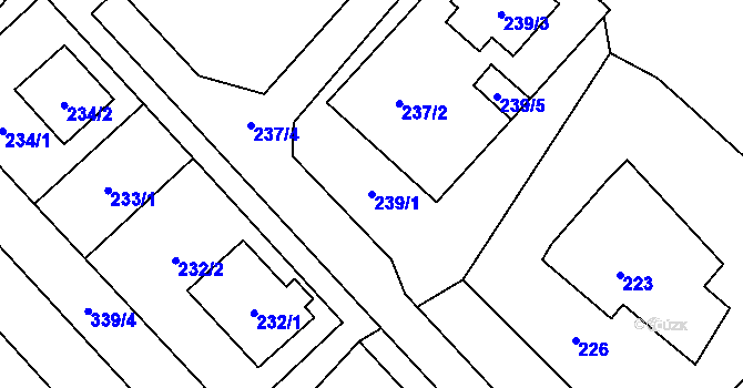 Parcela st. 239/1 v KÚ Edrovice, Katastrální mapa