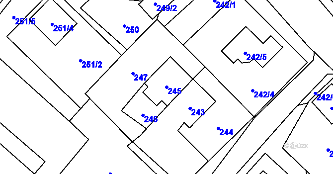 Parcela st. 245 v KÚ Edrovice, Katastrální mapa