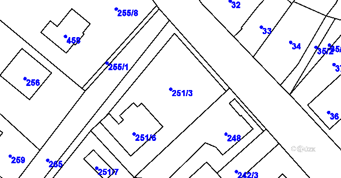 Parcela st. 251/3 v KÚ Edrovice, Katastrální mapa