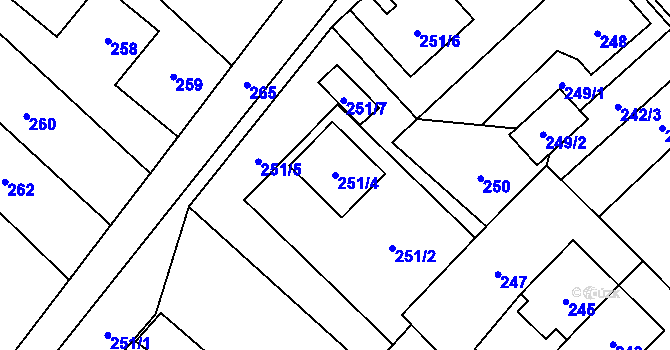Parcela st. 251/4 v KÚ Edrovice, Katastrální mapa