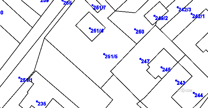 Parcela st. 251/5 v KÚ Edrovice, Katastrální mapa