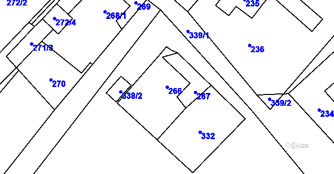 Parcela st. 266 v KÚ Edrovice, Katastrální mapa