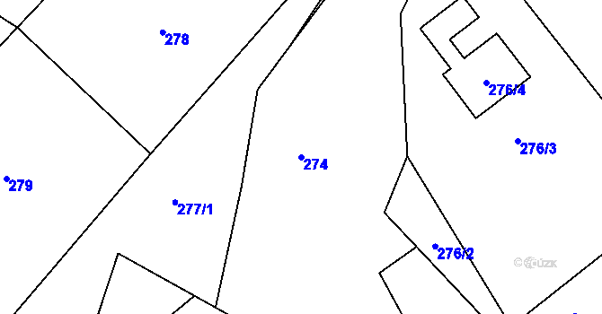 Parcela st. 274 v KÚ Edrovice, Katastrální mapa