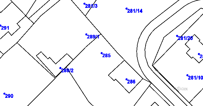 Parcela st. 285 v KÚ Edrovice, Katastrální mapa
