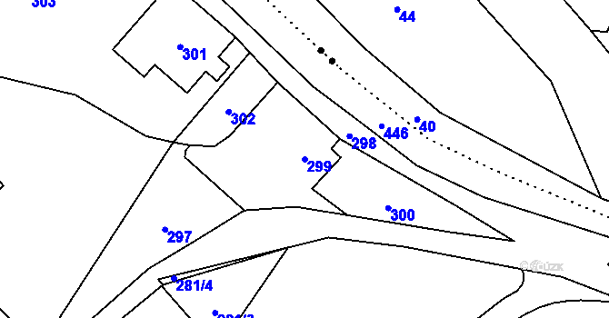Parcela st. 299 v KÚ Edrovice, Katastrální mapa
