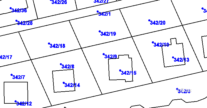 Parcela st. 342/9 v KÚ Edrovice, Katastrální mapa