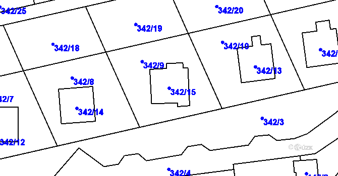 Parcela st. 342/15 v KÚ Edrovice, Katastrální mapa