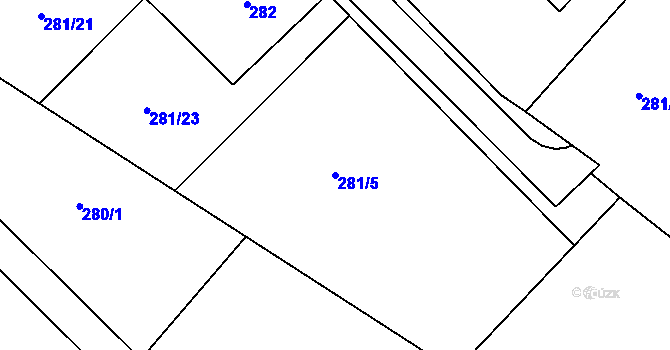 Parcela st. 281/5 v KÚ Edrovice, Katastrální mapa
