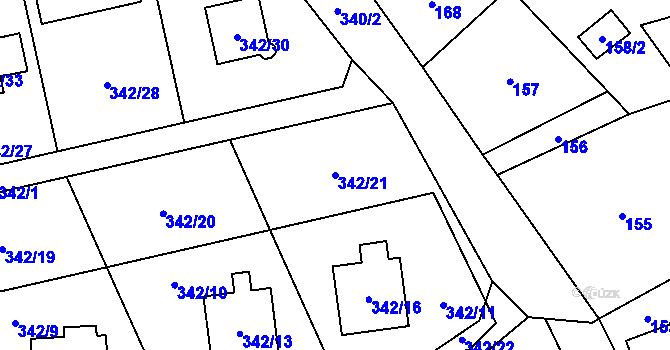 Parcela st. 342/21 v KÚ Edrovice, Katastrální mapa