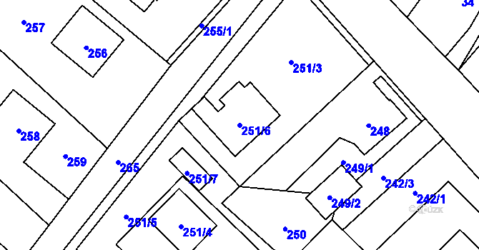 Parcela st. 251/6 v KÚ Edrovice, Katastrální mapa