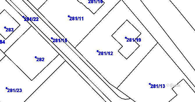 Parcela st. 281/12 v KÚ Edrovice, Katastrální mapa