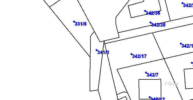 Parcela st. 341/3 v KÚ Edrovice, Katastrální mapa
