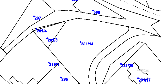 Parcela st. 281/14 v KÚ Edrovice, Katastrální mapa
