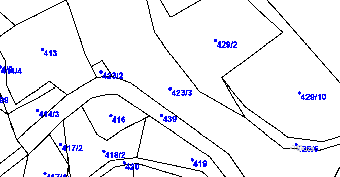 Parcela st. 423/3 v KÚ Edrovice, Katastrální mapa