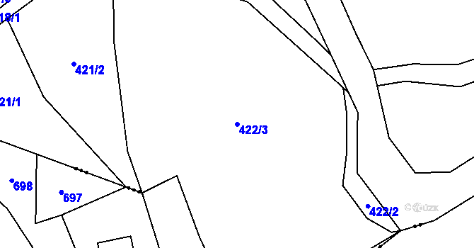 Parcela st. 422/3 v KÚ Edrovice, Katastrální mapa